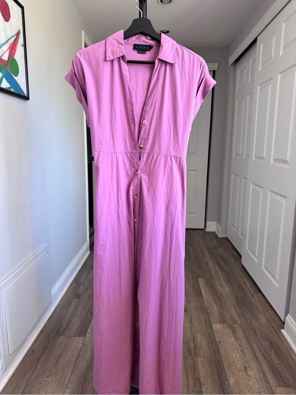 Hatch Pink Button-Front Maxi Dress